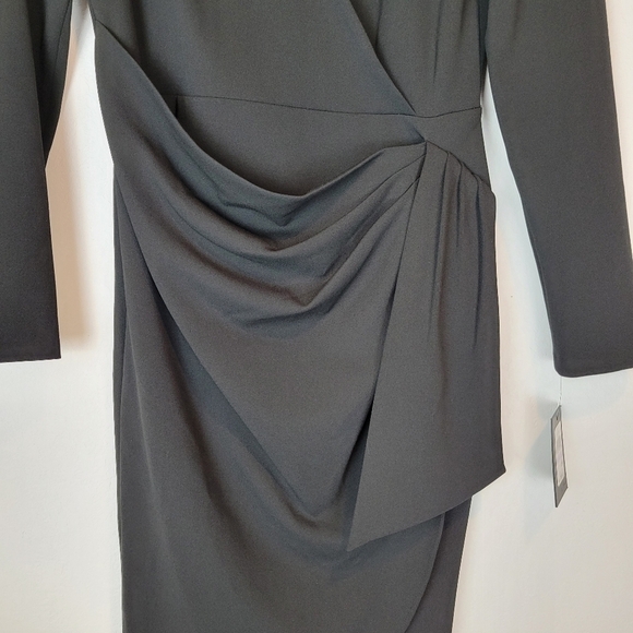 NWT DKNY Women's Black Draped Ruched Sheath Dress Size 6 - Picture 7 of 12